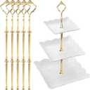 3 Tier Tiered Tray Hardware Kits Fruit Cake Plate Handle Fitting Hardware Rod Dessert Stand Holder Golden Crown 5 SetPlate not Included