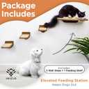 INICIO Cat Shelves Dog Proof Feeding Station with Wall Mounted Shelves, 3 Steps for wall with Floating Shelf for Cats Up to 15lbs, Includes Attached Cat Food Bowl for Convenient Feeding Brown