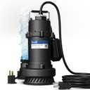 1/2 HP Sump Pump, 4200 GPH, 26 FT Lift, Automatic Float Switch, 115V