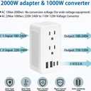2000W 220V to 110V Voltage Converter US to Europe for Hair Dryer, Converter for European Travel, International Universal Travel Adapter with Type C A G I (White)