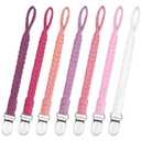7 Pcs Pacifier Clip, Pacifier Clips for Boys & Baby Girls Pacifier Holder Clip Binky Clips Braided 100% Handmade Fits All Pacifiers(Pink, 7 Pack)
