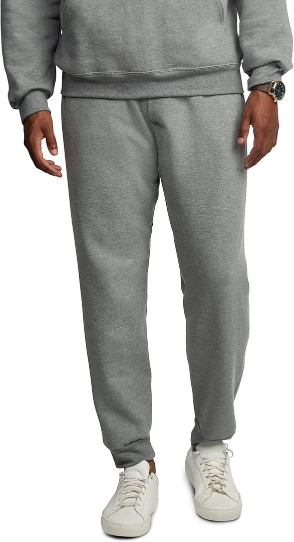 Fruit of the Loom Eversoft Fleece Joggers with Pockets, Relaxed Fit, Moisture Wicking, Breathable, Tapered Sweatpants (Small, Cotton Blend - Grey Heather)