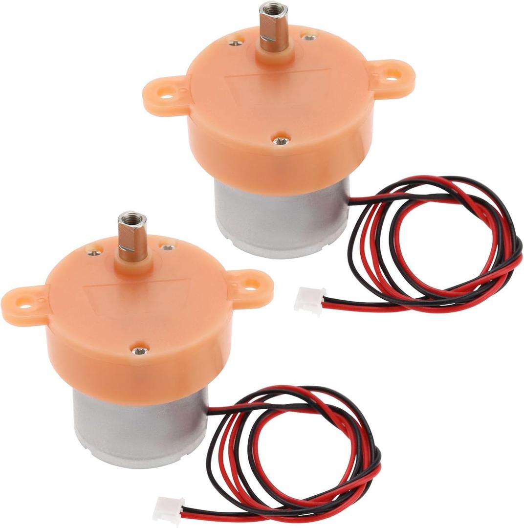 2PCS Small Reduction Motor 3RPM Slow Speed Gear Motor 3-12V DC Slow Speed Low Noise Gear Motor for Projection Lamps Starry Lamps Toys and Handicrafts Orange, BI843_M