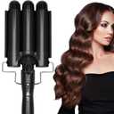 3 Barrel Curling Iron Jumbo 1.25 inch (32mm) Hair Curling Wand Crimper Instant Heating Adjustable Hair Curler with 2 Temperature Control (Black)
