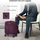 Hanke Underseat Carry On Luggage with Wheels, Lightweight Small Suitcase Airline Approved 16 Inch Softside Personal Item Travel Bag for Women Men, Compact Under Seat Luggage with Spinner Wheels,Purple