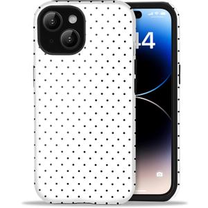 for iPhone 13 Case for iPhone 14 Case Cute Polka Dot Aesthetic Retro Design for Women Girls Fall Simple Chic Girly Pretty Dual Layer Hybrid Protection Elegant Case for iPhone 13/14-White