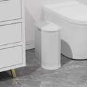 KSSKSS 1.8 Gallons Small White Bathroom Trash Can with Lid, Slim Bathroom Garbage Bin, Removable Liner Bucket, Dog Proof Trash Can with PopUp Lid for Bedroom,Toilet