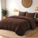 Cocoa Brown Duvet Cover Queen Size - Pre-Washed Bedding - 160 GSM Ultra Soft Duvet Cover Set with 2 Pillow Shams - 3 Pieces(Cover Only, No Insert)
