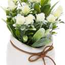 Juvale White Artificial Flower Arrangement with Vase - Bathroom Decor Accent with Artificial Flowers & Vase - Farmhouse Centerpiece & Home Decor Accent - 3.5 x 6 in, Plastic, Round, Pack of 1
