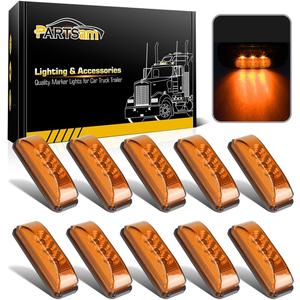 Partsam 10Pcs 3.9 Inch Amber 3LED Side Marker Clearance Lights [DOT Approved] Indicators for Trailer Truck RV Camper UTV, Waterproof Sealed, Surface Mounted, 12V