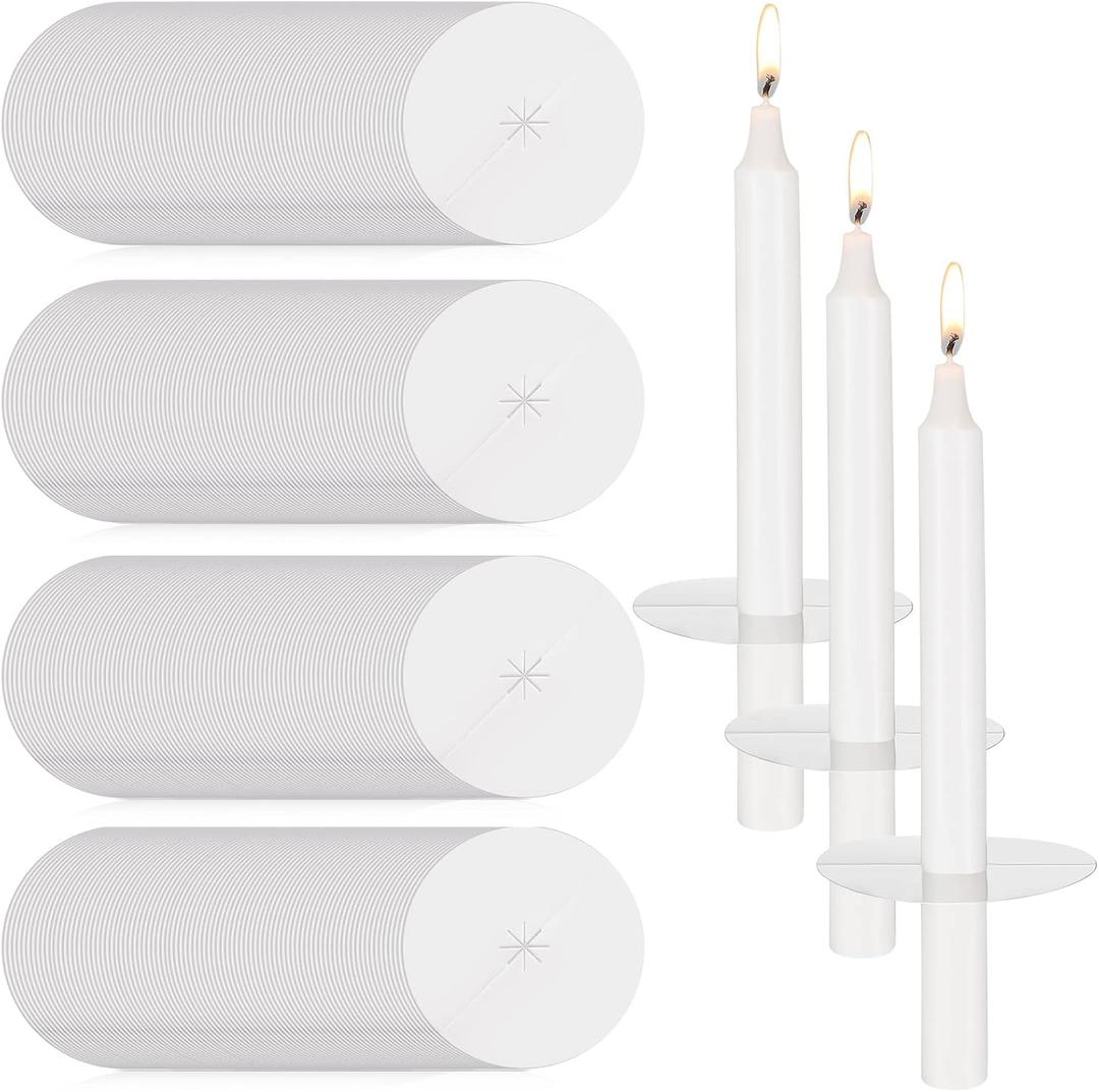 250 Pcs Church Candle Drip Protectors Paper Holders Bulk for Candlelight Service Kit for Devotional Vigil Church Service Memorial Shabbat Christmas Eve, 3.15 Inch