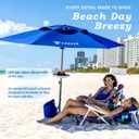 AMMSUN 8ft Large Beach Umbrellas for Sand with Sand Anchor, Air Vent