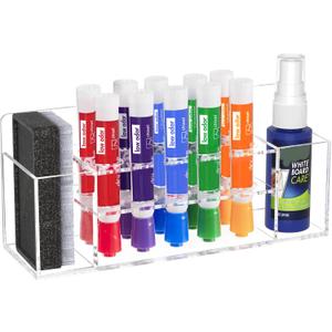 HBlife Acrylic Dry Erase Marker Holder Wall Mount, 10 Slots Whiteboard Marker Holder for Office, School and Home, Marker, Eraser and Whiteboard Cleaner Not Included, Clear