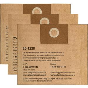 3 Pack STANLEY Disposable Filter Bag 25-1228, for 1-3.5 Gallon Wet/Dry Vacuum, Dust Bag Compatible with STANLEY SL18136