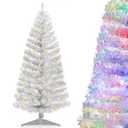 DEWUR Pre-Lit Artificial Christmas Tree, Warm White Lights, Colorful Lights, Includes Stand, 4 feet (Silver)