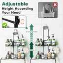 Sewulidon Stainless Steel Hanging Shower Caddy for Handheld Shower Heads,Adjustable Height Extra Long Bathroom Shower Organizer Hanger Rack with Hooks,Soap Holder