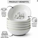 6 PCS Cat Bowls,Cat Food Bowl,Anti Whisker Fatigue Ceramic Cats Dishes for Indoor Cats,Shallow Wide Kitten Plates for Wet & Dry Food and Water,Non-Slip Silicone Base (Cute Drawing cat)