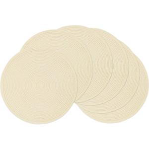 SHACOS Round Braided Placemats Set of 6 Round Table Mats for Dining Tables 15 inch (Cream, 6)