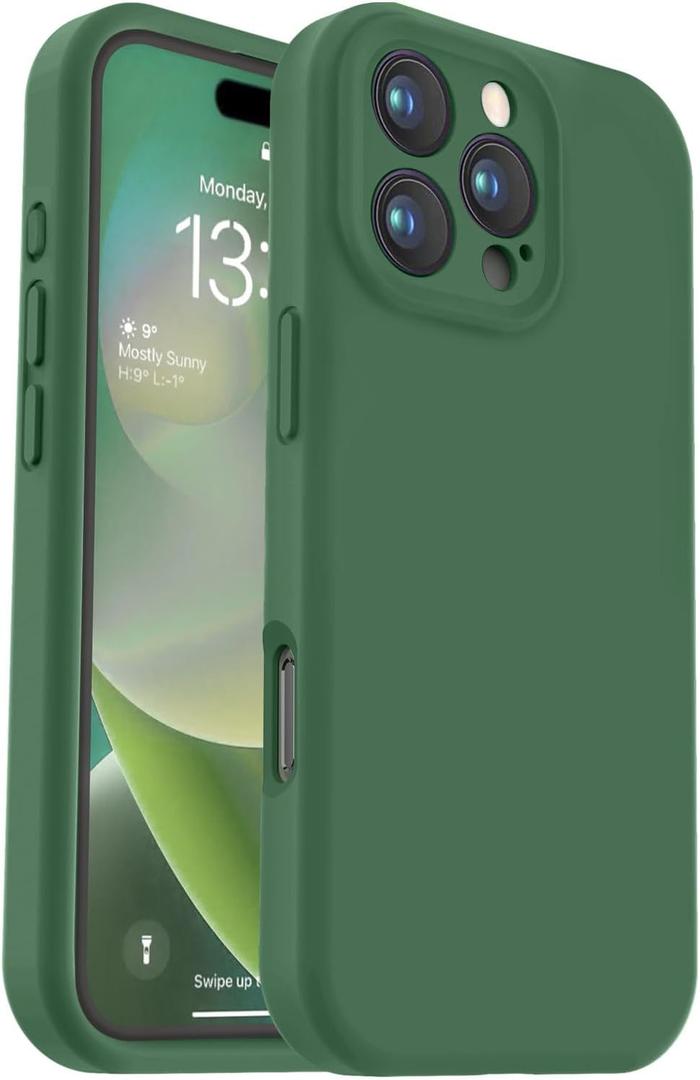 Vooii Compatible with iPhone 16 Pro Max Case, Liquid Silicone Upgrade [Camera Protection] [Soft Anti-Scratch Microfiber Lining] Shockproof Phone Case for iPhone 16 Pro Max 6.9 inch - Green