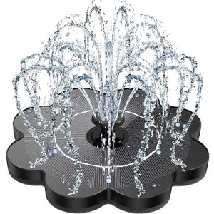 Yzert Solar Fountain Flower Shape-No Battery, Glass 3.5W Solar Water Fountain with 7 Nozzles & 4 Fixer Rods,Solar Fountain Pump for Bird Bath, Outdoor, Pool, Garden, Pond & Flower Pot, Black