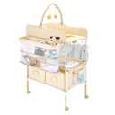 VEVOR Baby Changing Table, Adjustable Height Diaper Change Station with 2 Fabric Drawers, Side Basket and Hanging Rod, Foldable Changing Table with Lockable Wheels and 2 Star Toys, Light Beige