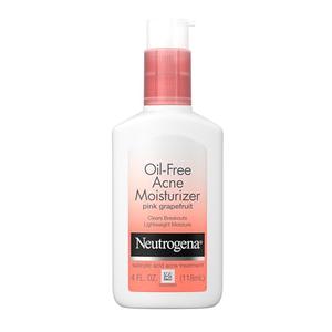 Neutrogena Oil Free Acne Moisturizer, .5% Salicylic Acid Acne Treatment, Pink Grapefruit Face Lotion for Breakouts, Non-Greasy & Non-Comedogenic, 4 fl. oz EXP: 07/2027