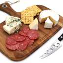 Cheese Knife Set - MATTSTONE HILL Cheese Knife & Acacia Cheese Board Set, Soft & Semi Hard Cheese Knife, Cutting Board, Charcuterie Board, Wood Serving Platter