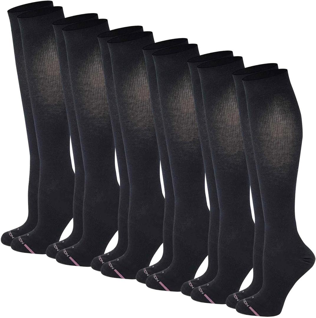 Women's Compression Socks Therapeutic Graduated (Pack of 6 Pairs) (Black)