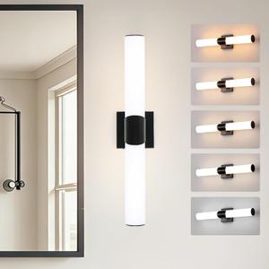 Modern Wall Sconce 22 Inch Black Bathroom Sconces Led Wall Lights with Acrylic Shade Hardwired Long Vanity Lighting Fixtures Over Mirror for Bedroom Living Room Hallway, 22 Inch (1 Pack)