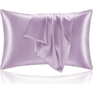 BEDELITE Satin Pillowcase for Hair and Skin, Super Soft and Cooling Similar to Silk Pillow Cases 2 Pack with Envelope Closure, Gift for Women Men(20"x26" Standard Size, Lavender)