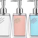 Purple Soap Dispenser with Refillable Plastic Pump for Bathroom Sink or Kitchen Counter, Ideal for Hand Soap, Liquid Soap, Dish Soap, or Lotion Use (2 Pack Lavender)