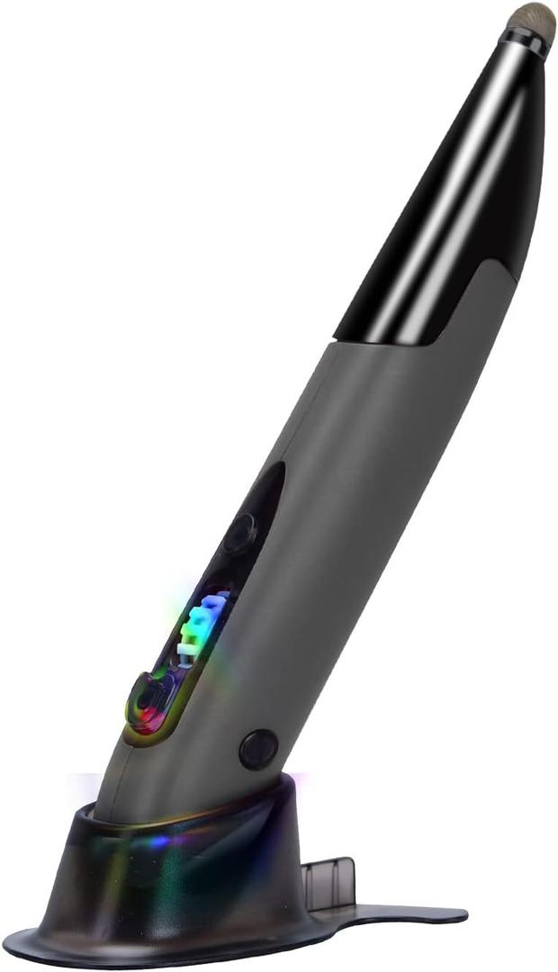 lychee Wireless Optical Pocket Pen Mouse, 2.4GHZ USB Wireless Optical Handwriting Mini Air Pen Mouse Mice for PC Laptop Notebook Computer Mac (Voice&Bluetooth, Grey1)