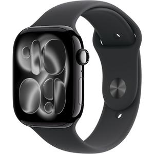 Apple Watch Series 11 [GPS 46mm] Smartwatch with Jet Black Aluminum Case with Black Sport Band - M/L. Sleep Score, Fitness Tracker, Health Monitoring, Always-On Display, Water Resistant