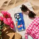 for iPhone 14 Case Travel Adventure Collage Pattern Military Grade Drop Protection Voyage Slim TPU Cover with Camera Protection for Women Girls Travel Lovers (BlueRome)