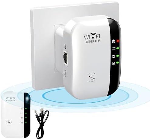 WiFi Extender Booster,WiFi Signal Booster,Internet Coverage Up to 3000 Sq.Ft! Works with 45+ Devices & Features Easy Setup,2.4GHz Band WiFi Extender, and LAN Port (White)