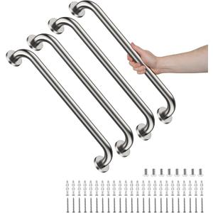 4 Pack 24 Inch Shower Grab Bars, YuanDe Brushed Nickel Stainless Steel Bathroom Wall Grab Bar Handle, Shower Balance Bar, Safety Hand Rail Support, Handicap Elderly Senior Bath Grab Handle(1.25" Tube)