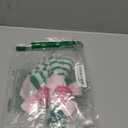 Voiiake Green and White Striped Socks for Strawberry Themed Costume Women, Nylon Over the Knee High Stockings with Pink Bow & Strawberry Accent for Cosplay, Halloween Costumes or Lolita Fashion