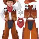 SIZGAROOT Cowboy Costume Kids Boys Toddler Cowboy Costume with Hat Halloween Party Dress Up (5-7 Years)