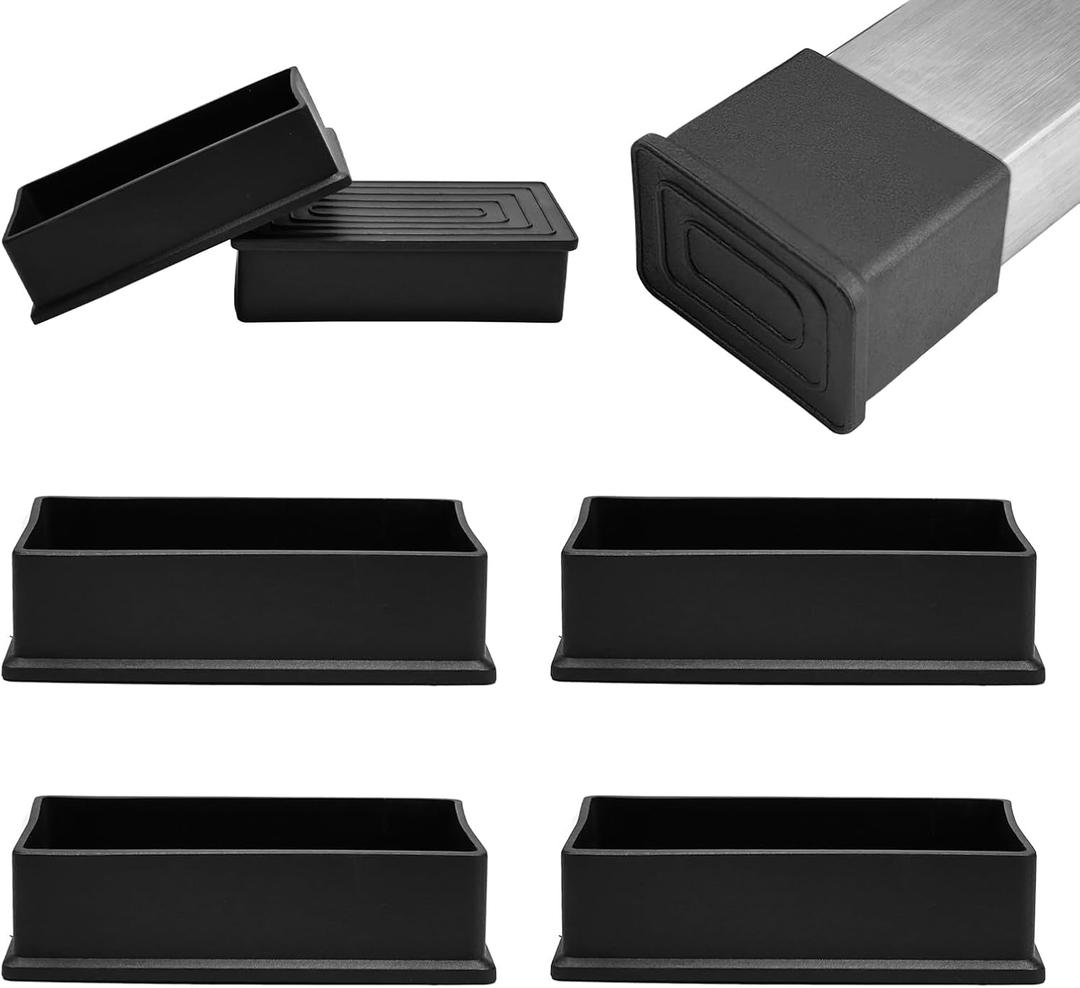 2" x 4" (50x100mm) Rectangle Chair Leg Floor Protectors, Black Rubber Chair Leg Caps, Non-Slip Patio Furniture Feet Cap, PVC Chair Feet Covers for Hardwood Floors & Tables, 4pcs