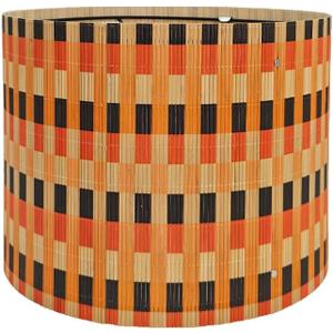 Modern Translucent Barrel bamboo lamp shade Art decorative with Colorful Minimalist geometric style ideal for living room bederoom Table Floor Lamp easy assemble size 11.8x9Inch (Colorful Grid)
