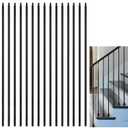 15 Pcs Wrought Iron Balusters,1/2" x 44" Straight Hollow Iron Baluster for Staircase Remodel, Matte Black Metal Railing