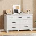 GarveeHome Dresser for Bedroom with 7 Drawers, Storage Chest of Drawers with Metal Handle, Wooden Dresser Organizer for Living Room,Closet,Entryway,Nursery (Cream White Oak)