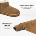 Women's Genuine Suede Winter Mini Boots Water Resistant Snow Booties with Cozy Faux Fur Lining Anti-Slip Memory Foam Insole Lightweight Pull On Ankle Boots Outdoor, Size 8.5 (Beige)