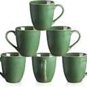 vicrays Coffee Mug Set, 12 Ounce, Set of 6, Ceramic Mug for Men, Women, Unique Glazed Mugs with Handle for Coffee, Tea, Milk, Cocoa, Cereal(Green)