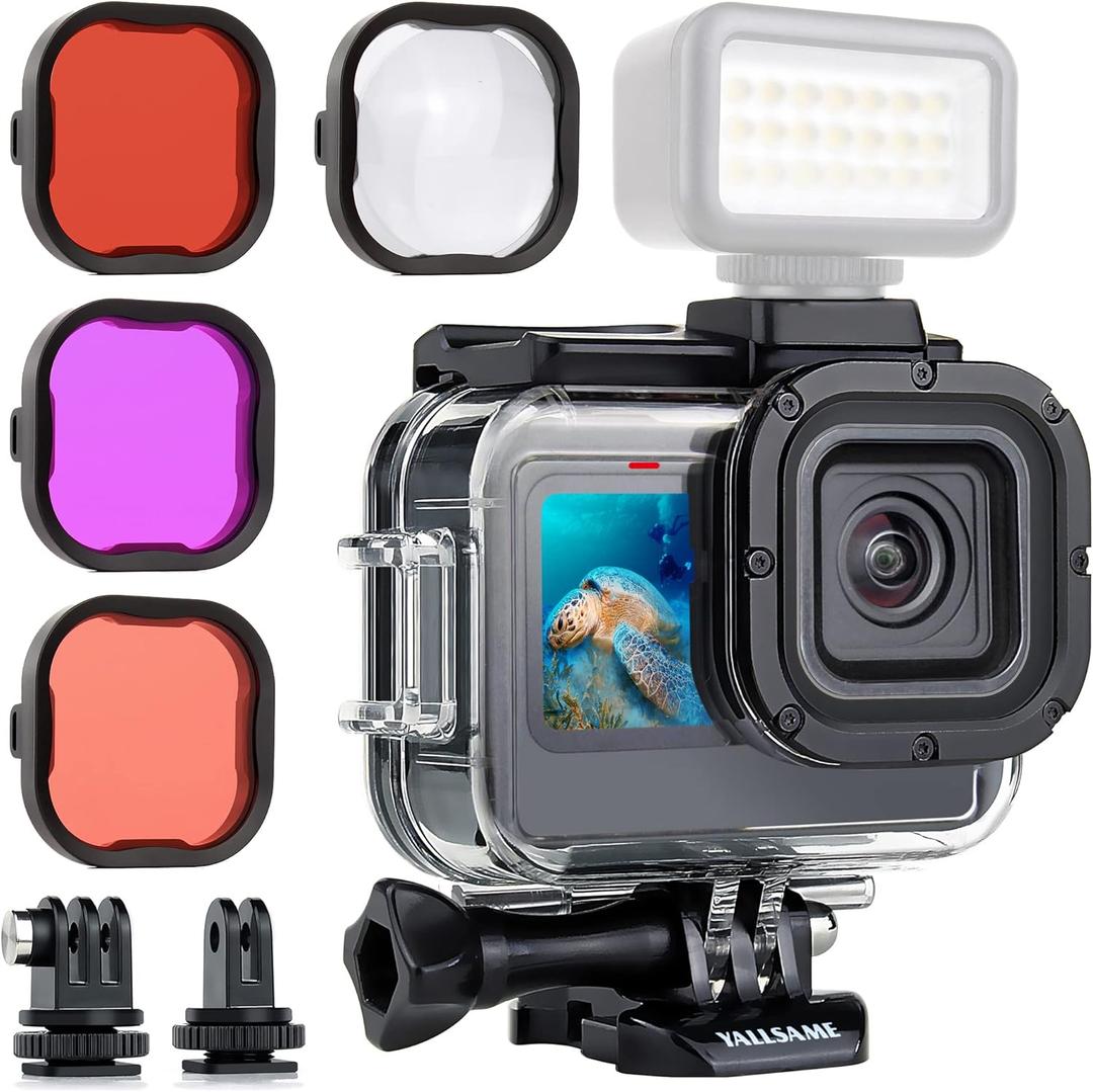 Waterproof Case for GoPro Hero 13 12 11 10 9 Black, 196ft Underwater Dive Protective Housing Case with 4 Pack Macro Scuba Snorkeling Diving Filters for Go Pro 9 10 11 12 13 Accessories