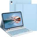 Keyboard Case for iPad 11th Generation (A16) 2025, for iPad 10th Generation 2022 [Magnetic Detachable Wireless Keyboard][Support 3 System] Folio Case with Pencil Holder, Light Blue