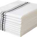 Restaurantware-18.5 x 22.75 Inch Bistro Napkins, 10 Tightly Woven Restaurant Cloth Napkins - Machine Washable, Durable, White With Black Stripes, Polyester Dinner Napkins, Restaurant Quality, Soft