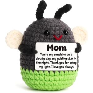 2 x AVALYNNE Sentimental Gift for Mom from Daughter Son - Cute Crochet Firefly Plush Toy, Mother's Day Birthday Christmas Valentines Day Thank You Present, Meaningful Mom Keepsake