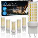 Ralbay 6-Pack Dimmable G9 LED Bulbs 9W 3000K Warm White, 900LM Ultra Bright Creates Cozy Warm Glow, Wide Dimmer Compatible for Bedroom Living Room Lamp