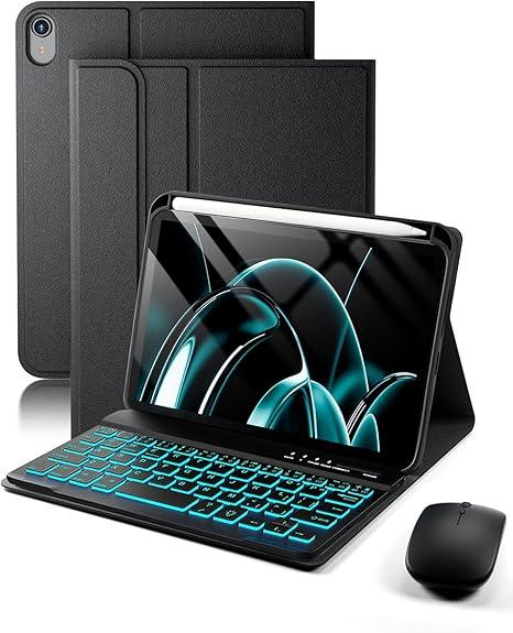 SAMTUNK for iPad mini 7 (2024) & Mini 6 (2021) Case with Keyboard for iPad mini (A17 Pro) 7th 6th Generation 8.3"  7 Colors Backlit Keyboard Case  Built in Pencil Holder with Mouse  Black